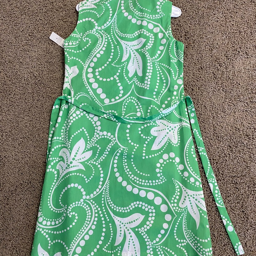 Vintage Sleeveless Dress Green and White Swirl Button Up Belt Summer NWT - Picture 13 of 14